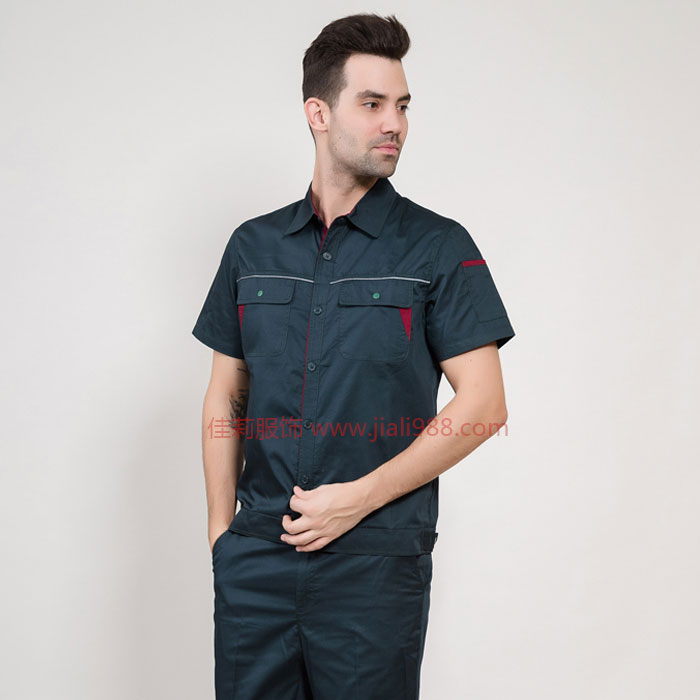 男士夏季短袖工作服 雙口袋